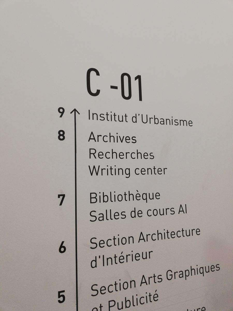 Signage of building C 01: 8 – Archives, Research, Writing center